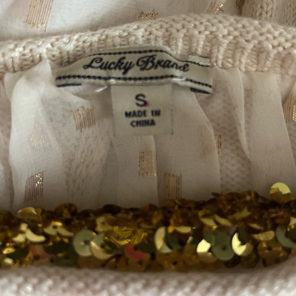 Lucky Brand Split Back Sweater Beige & Gold - Picture 5 of 7